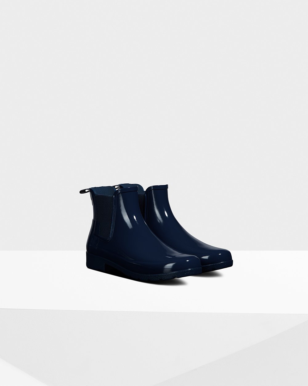 Womens Chelsea Boots - Hunter Refined Gloss Slim Fit (07MABVHDT) - Navy